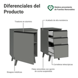 Gabinete Bajo para Baño 100cm 1 Puerta 3 Gavetas Gris Nice Madesa 04
