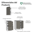 Kit Gabinete Bajo y Gabinete Superior para Baño 110 x 52 cm 3 Puertas 3 Cajones Blanco/Gris Vik Madesa