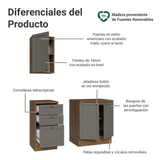 Combo Gabinete Bajo para Baño 110cm 3 Gavetas 3 Puertas Marrón/Gris Vik Madesa 01
