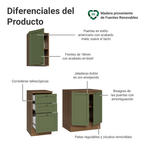Kit Gabinete Bajo y Gabinete Superior para Baño 110 x 52 cm 3 Puertas 3 Cajones Marrón/Verde Vik Madesa
