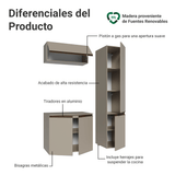 Gabinetes para Baño 120 cm, Sin Patas 5 puertas, Crema Nice 02