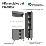Combo Gabinete Bajo para Baño 120cm 5 Puertas Gris Nice Madesa 03