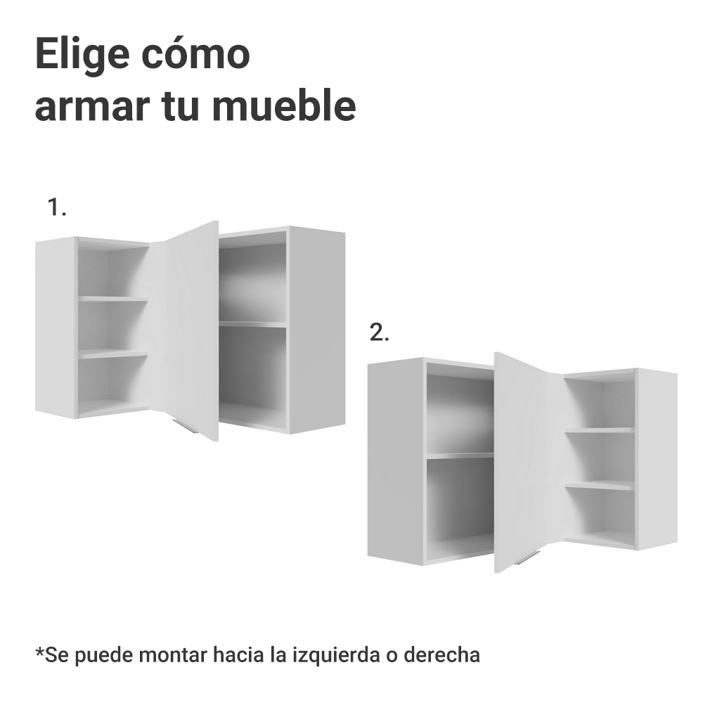 Gabinete Superior Esquinero para Recámara 166 cm 1 Puerta 3 Nichos Blanco Neo Madesa