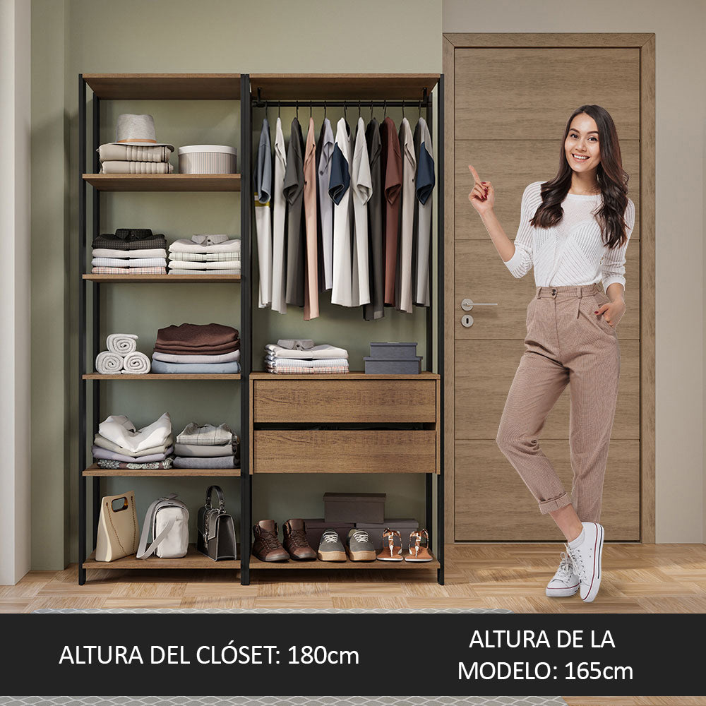 Clóset Modular Valencia 2 Cajones 129cm Marrón/Negro