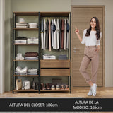 Clóset Modular Valencia 2 Cajones 129cm Marrón/Negro