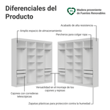 Clóset Esquinero 522 cm 8 Cajones Blanco Venus Madesa