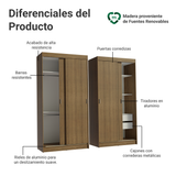 Conjunto de 2 Clósets 4 Puertas Corredizas Marrón Tokio Madesa