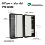Conjunto de 2 Clósets 4 Puertas Corredizas Negro/Blanco Tokio Madesa