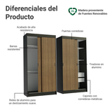 Conjunto de 2 Clósets 4 Puertas Corredizas Negro/Marrón Tokio Madesa