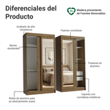 Conjunto de 2 Clósets 4 Puertas Corredizas con 2 Espejos Marrón Tokio Madesa