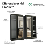 Conjunto de 2 Clósets 4 Puertas Corredizas con 2 Espejos Negro Tokio Madesa