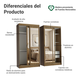 Conjunto de 2 Clósets 4 Puertas Corredizas con 4 Espejos Marrón Tokio Madesa