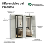 Conjunto de 2 Clósets 4 Puertas Corredizas con 4 Espejos Blanco/Negro Tokio Madesa