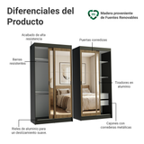 Conjunto de 2 Clósets 4 Puertas Corredizas con 4 Espejos Negro/Marrón Tokio Madesa