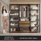 Clóset Abierto 188 cm 2 Cajones Marrón/Negro Valencia Madesa