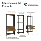 Clóset Modulado 4 Cajones 199cm Marrón/Negro 02 Valencia