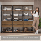 Clóset Abierto 210 cm 6 Cajones Marrón/Negro Valencia Madesa