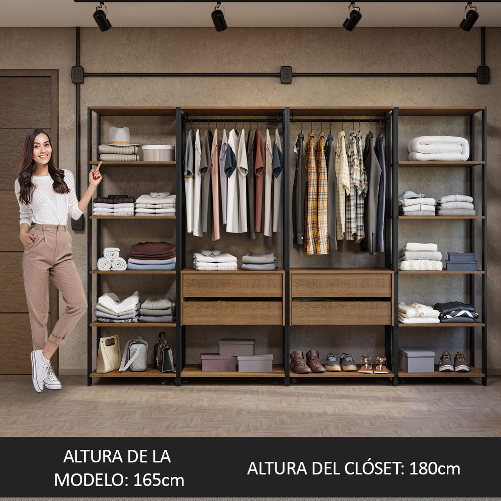 Clóset Modulado Valencia 4 Cajones 258cm Marrón/Negro 01