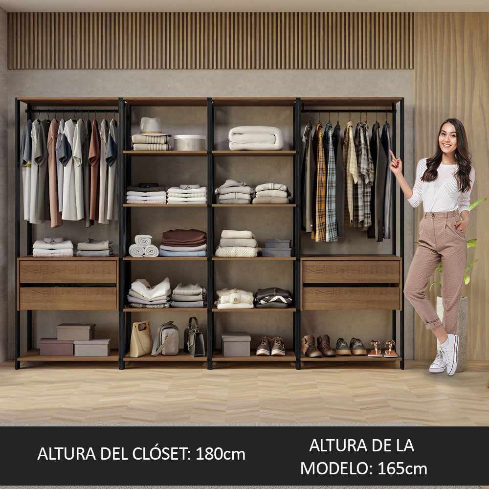 Clóset Modulado Valencia 4 Cajones 258cm Marrón/Negro 02