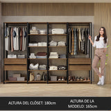 Clóset Modulado Valencia 4 Cajones 258cm Marrón/Negro 02