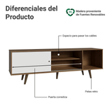 Mueble para TV hasta 80 Pulgadas 160cm con patas Marrón/Blanco/Marrón Torino Madesa