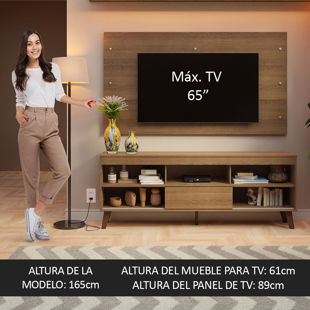 Mueble con Panel para TV hasta 65 Pulgadas con patas Marrón Texas Madesa