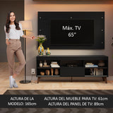 Mueble con Panel para TV hasta 65 Pulgadas con patas Negro Texas Madesa