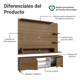 Mueble con Panel para TV hasta 60 Pulgadas 180 cm Marrón/Blanco Metz Madesa