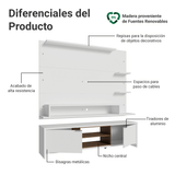 Mueble con Panel para TV hasta 60 Pulgadas 180 cm Blanco/Marrón Metz Madesa
