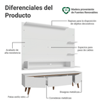 Kit Panel para TV hasta 60 Pulgadas y Rack 180 cm Blanco/Marrón Reims Madesa