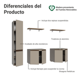 Rack para TV hasta 70 pulgadas flotante + repisa de 200 cm, Crema Nice 01