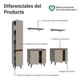 Rack para TV hasta 70 pulgadas + repisa 200cm Crema Nice 02