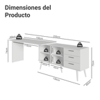 Escritorio Esquinero 302 cm 3 Cajones Blanco Madesa