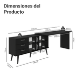 Escritorio Esquinero para Computadora Gamer 3 Cajones Negro Lisboa 09