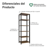 Estante Armario Multiuso para Escritorio 59cm 5 Repisas Marrón/Negro Madesa