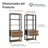 Armario Estante Multiuso 4 Cajones 8 Niveles 140cm Marrón/Negro