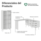 Kit Escritorio Esquinero 3 Cajones y Vitrina Multiuso Blanco Madesa