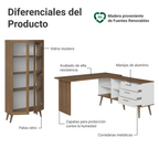 Kit Escritorio Esquinero 3 Cajones y Vitrina Multiuso Marrón/Blanco Madesa