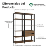 Estante Armario Multiuso para Escritorio 129cm 9 Repisas 2 Gavetas Marrón/Negro Madesa