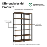 Estante Armario Multiuso para Escritorio 118cm 10 Repisas Marrón/Negro Madesa