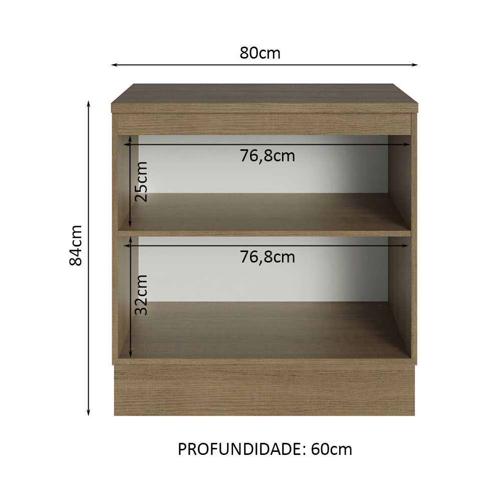 Gabinete Bajo Multiuso 80cm 2 Puertas Marrón/Gris Agata