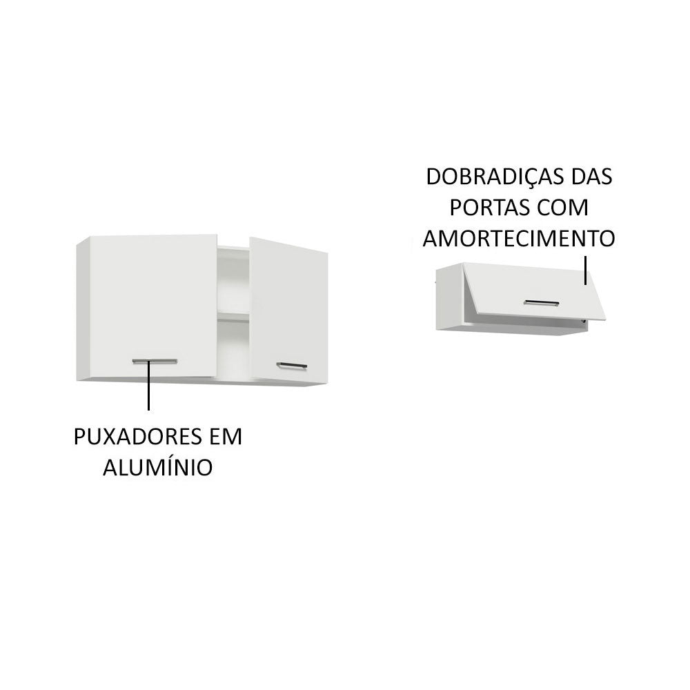 Kit 2 Gabinetes Superiores 200 cm 3 Puertas Blanco Agata Madesa