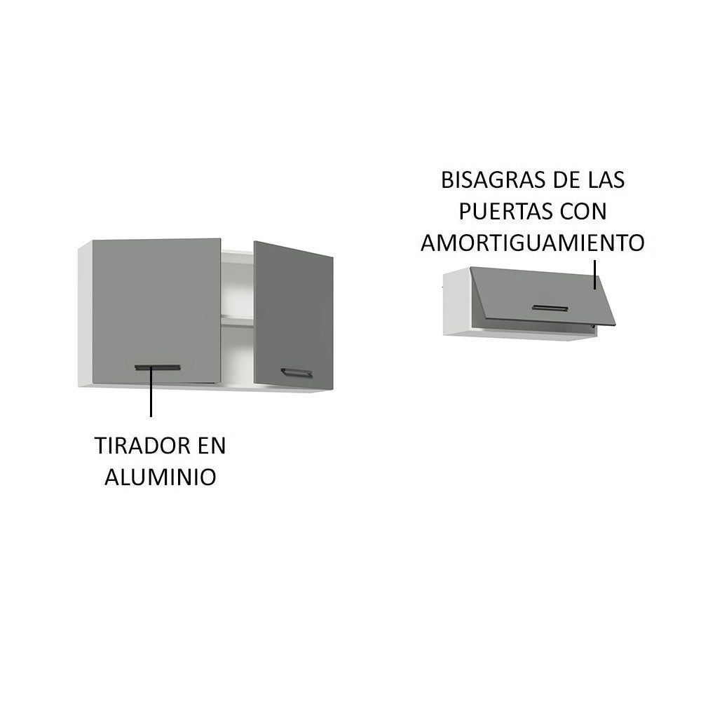 Kit con 2 Gabinetes Superiores 3 Puertas Blanco/Gris Agata
