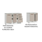 Kit 2 Gabinetes Bajos Multiuso 200 cm 4 Puertas 3 Cajones Blanco/Crema Agata Madesa