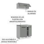 Kit Gabinete Bajo y Gabinete Superior Multiuso 80 cm Blanco/Gris Agata Madesa
