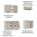Kit 2 Gabinetes Bajos 2 Gabinetes Superiores 200 cm Blanco/Crema Agata Madesa