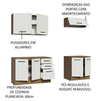 Kit 2 Gabinetes Bajos 2 Gabinetes Superiores 200 cm Marrón/Blanco Agata Madesa