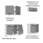 Kit Gabinete Bajo y Gabinete Superior Multiuso 200 cm Blanco/Gris Agata Madesa