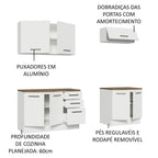 Kit 2 Gabinetes Bajos 2 Gabinetes Superiores 200 cm Blanco/Marrón Agata Madesa