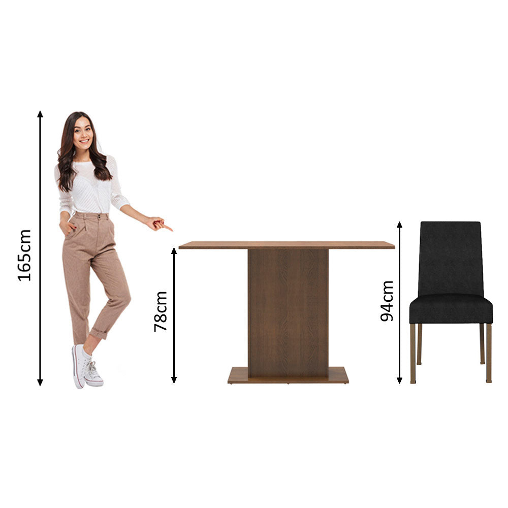 Juego de Comedor Mesa con Encimera de Madera 2 Sillas Marrón/Oxford Manu